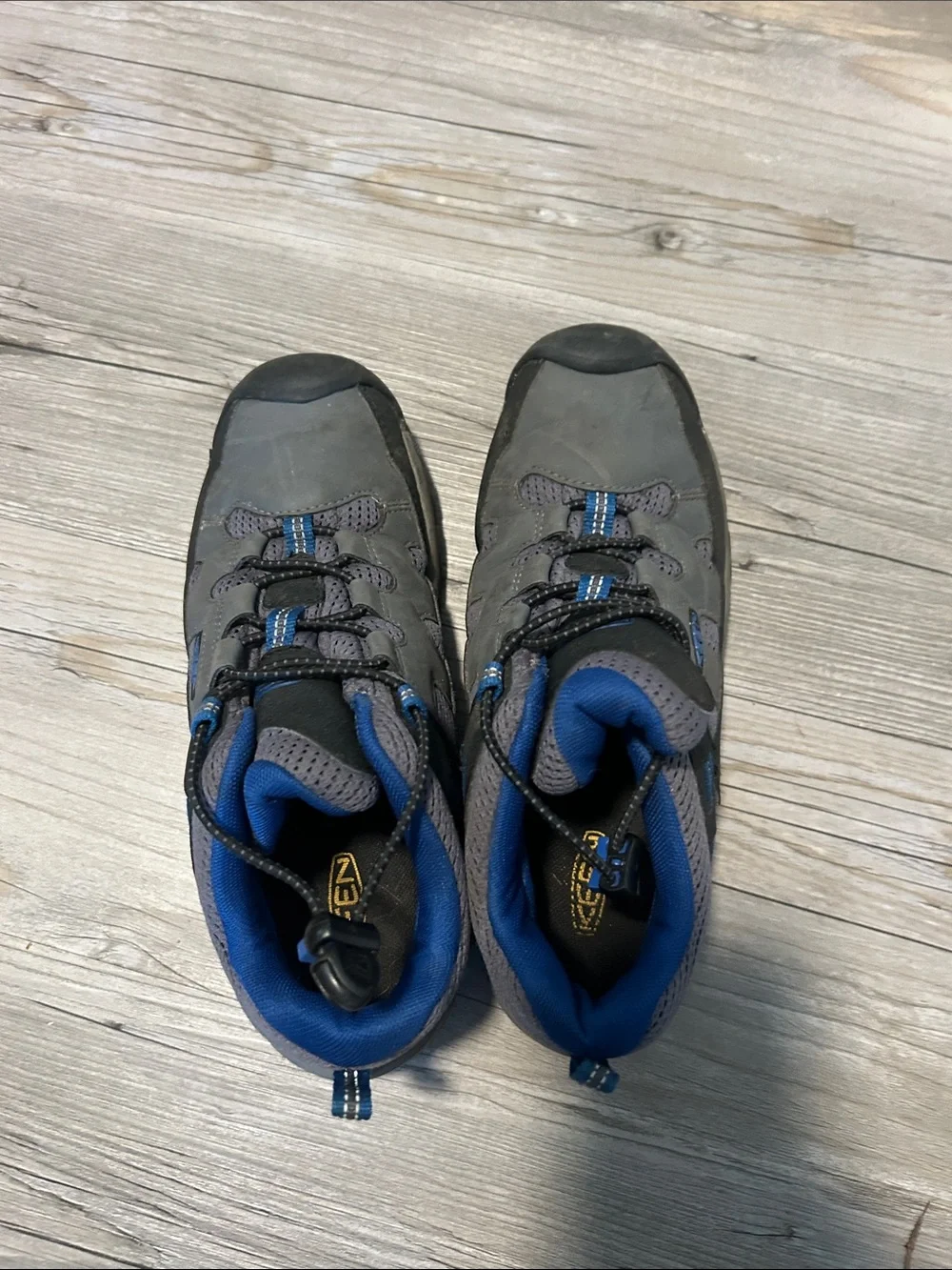 KEEN Boys Gray and Blue Hiking Boots